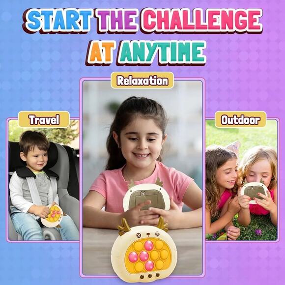 Fast Push Game Fidget Toy Pop Bubble Handheld Light-up Blue Cat AND Brown Deer - Picture 7 of 10